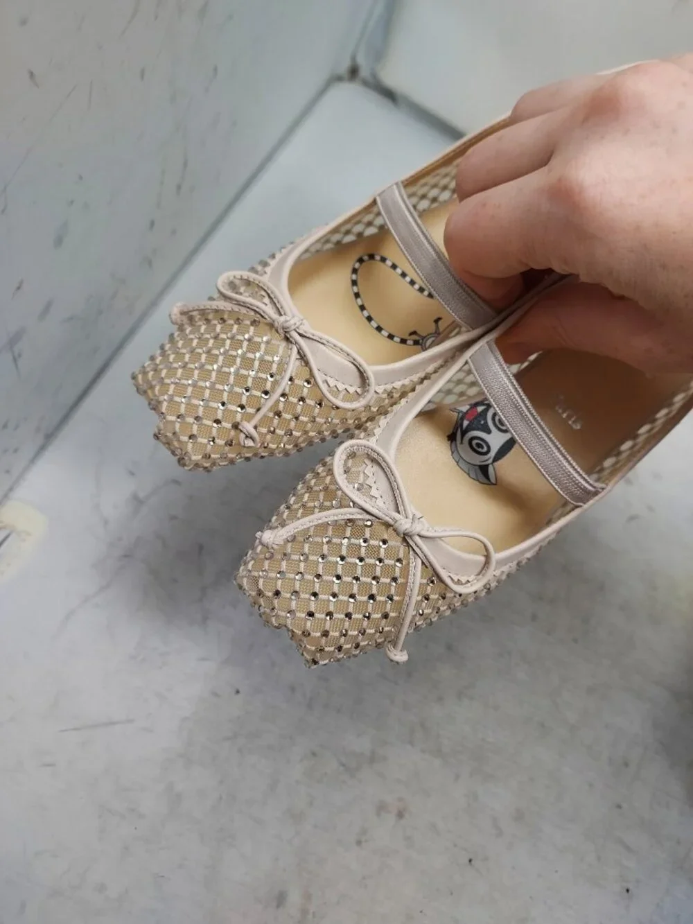 Christian Louboutin Kids Mesh Pink Crystal Baballet Flat Shoe
